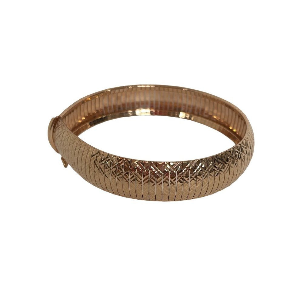 Bronze Italy Dyadema Fashion Bangle Bracelet Rose Gold Color 7.75” x.25” Bends